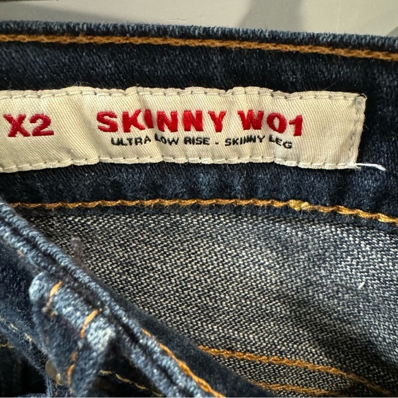 Express X2 W01 Ultra Low Rise Skinny Leg Jeans Women's Size‎ 12 Long Dark Wash - Picture 4 of 5